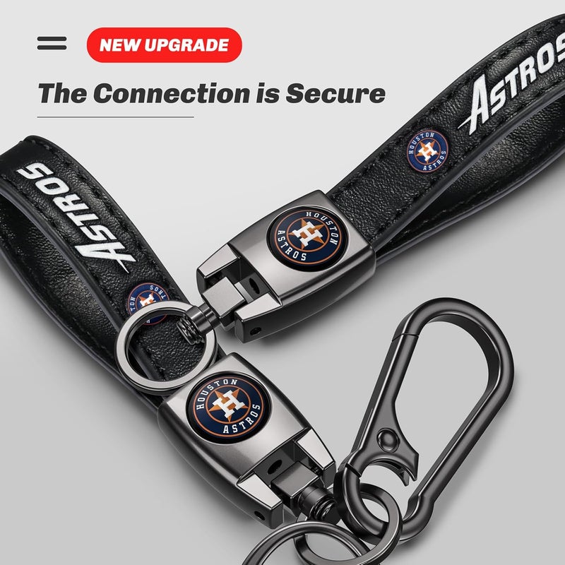 EMIJOY Car Keychain Keyring for Huston Astros Baseball Fans,Huston Astros Accessories Women/Men's Keychains for Vehicles,Leather Key Ring Lanyard for Car Key Fob Holder,Key Fob Keyring Replacement - Image 3